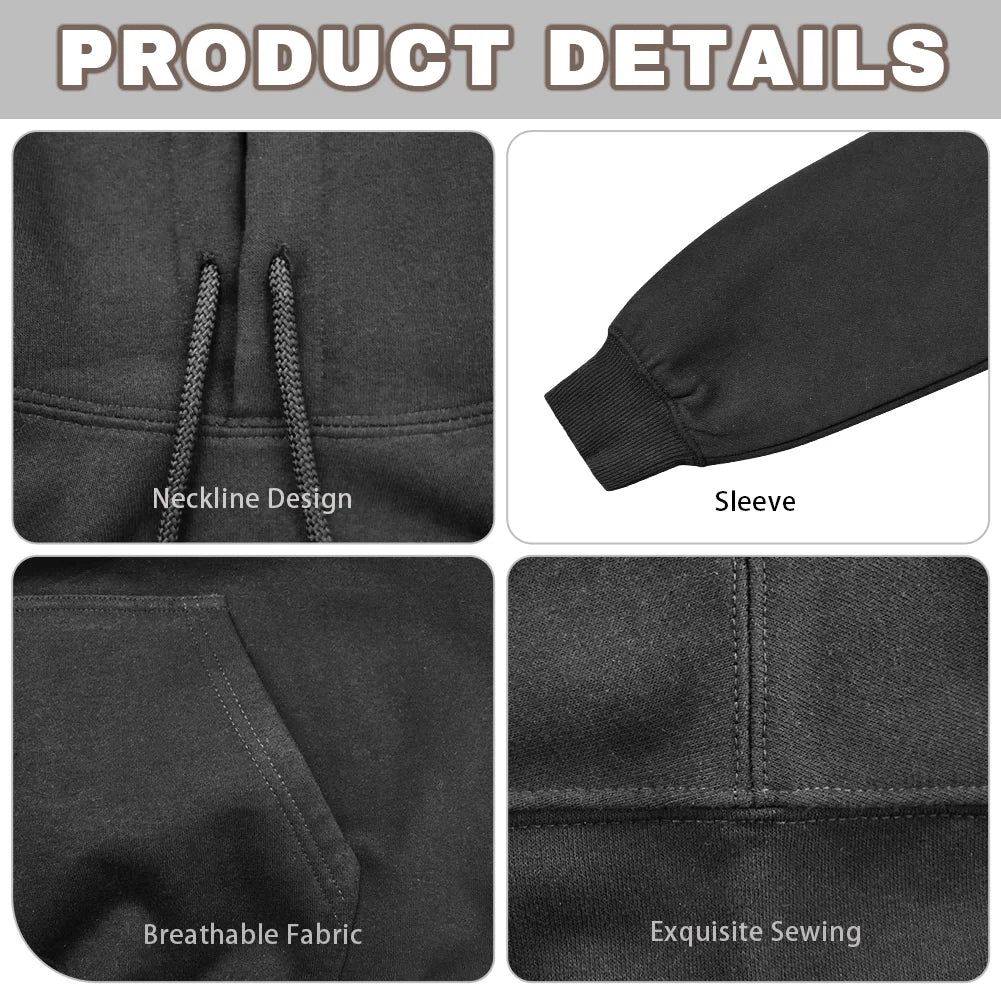 Made in USA Free Shipping MOQ=1Custom Men's Essential Casual Hoodie Heavyweight 2D Print DTG Process Sweatshirt Graphic Pullover