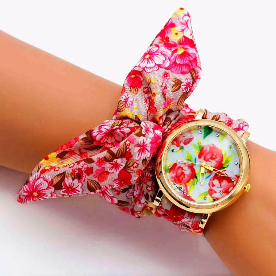 Shsby Brand Unique Ladies Flower Cloth Wristwatch Fashion Women Dress Watch High Quality Fabric Watch Sweet Girls Bracelet Watch