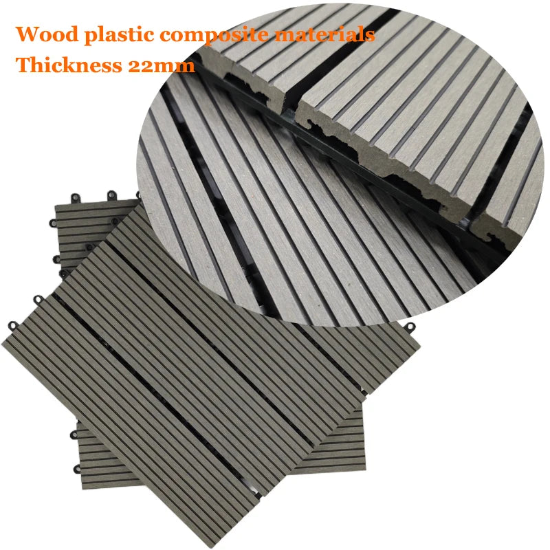 Free Shipping US Warehouse 22mm Thick Grey Interlocking Waterproof WPC Decking Tiles Square Wood Plastic Outdoor Flooring