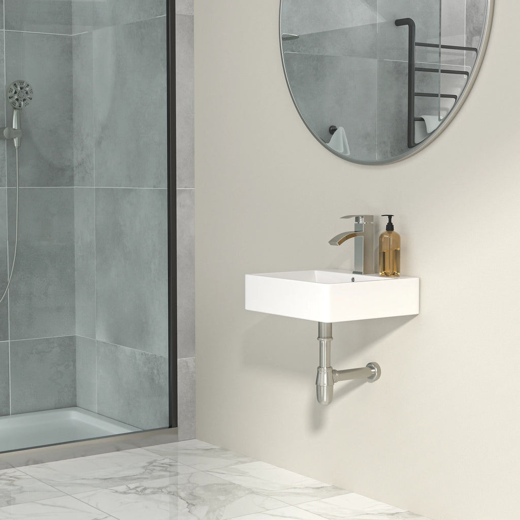 Free Shipping White Ceramic Wash Basin 20 Inch Wall Hung Basin Modern Bathroom Sinks Wall Mounted Hand Washing Basin