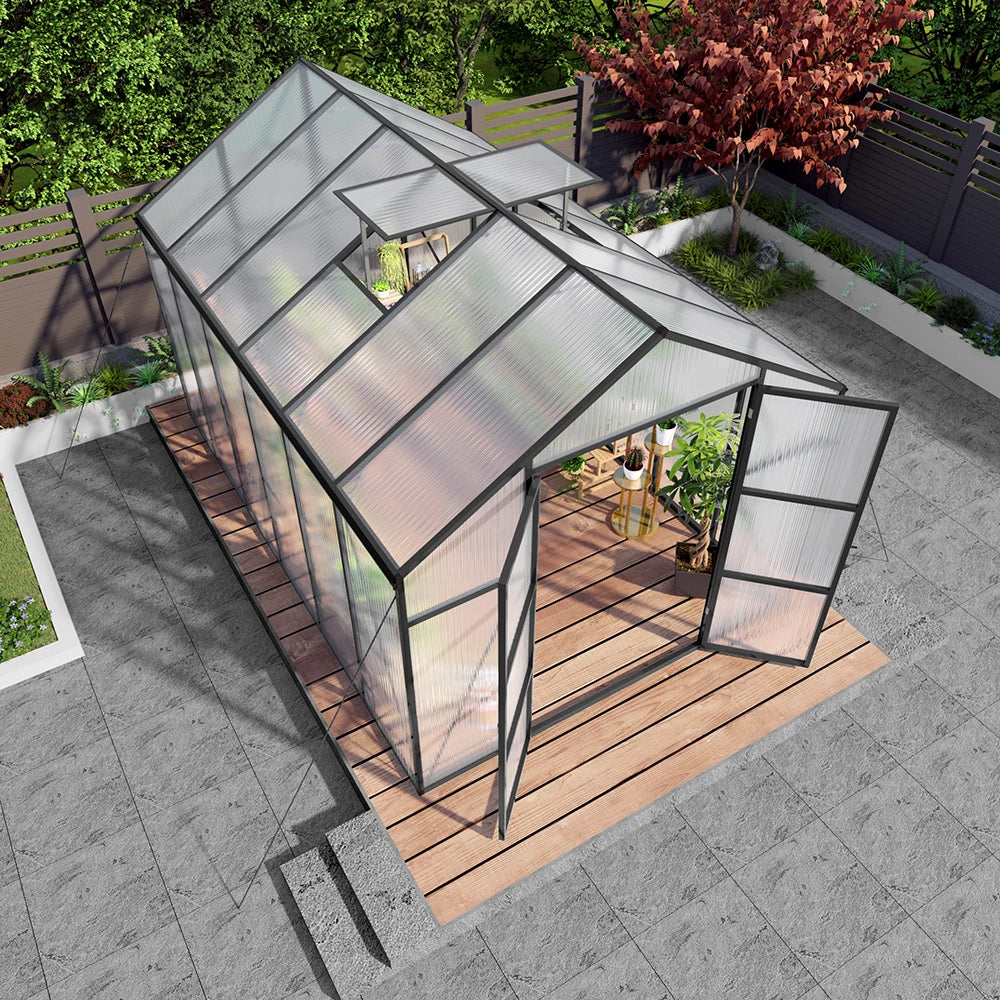 8*12ft Free Shipping in Stock Polycarbonate  with Strong Wind Protection and Roof Ventaffordable Sunroom Installation Texas