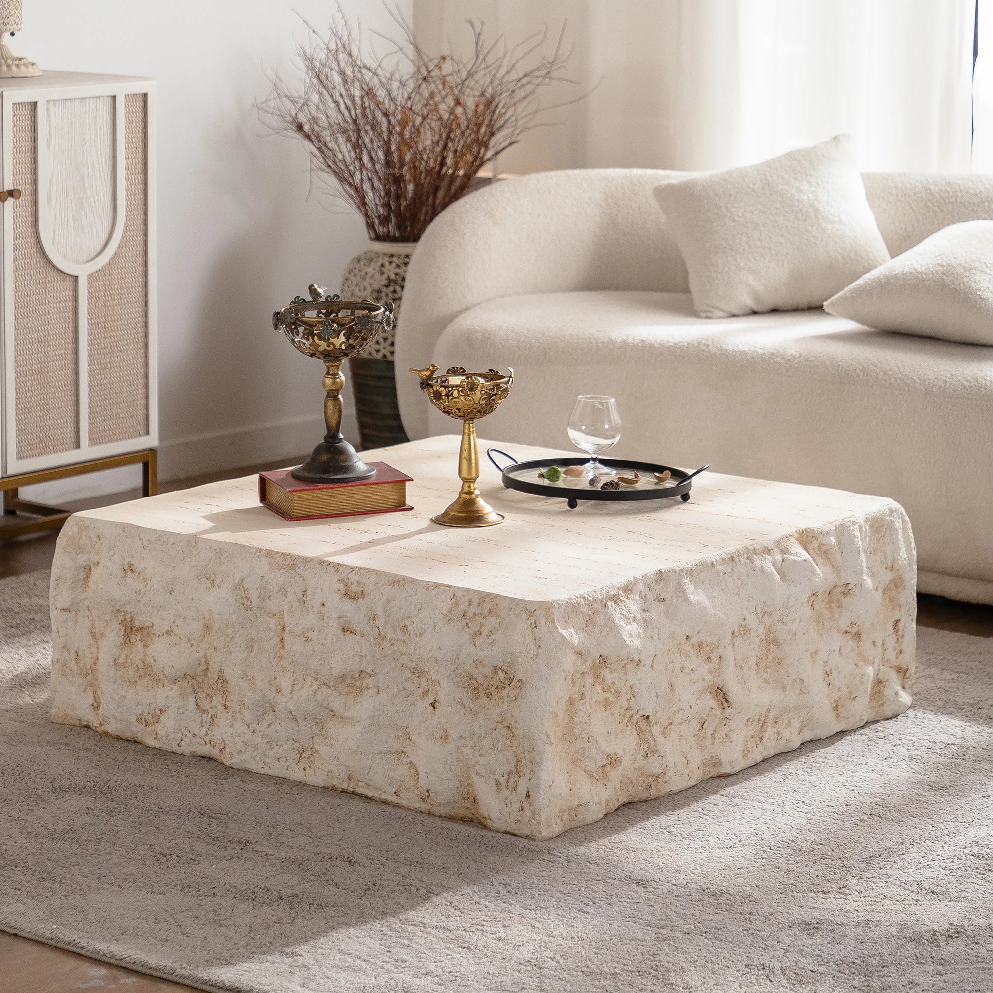 Modern Minimalist Rustic Style Wood Coffee Table Italian Light Luxury Designer Easy to Clean Home Furniture Hotel Use square