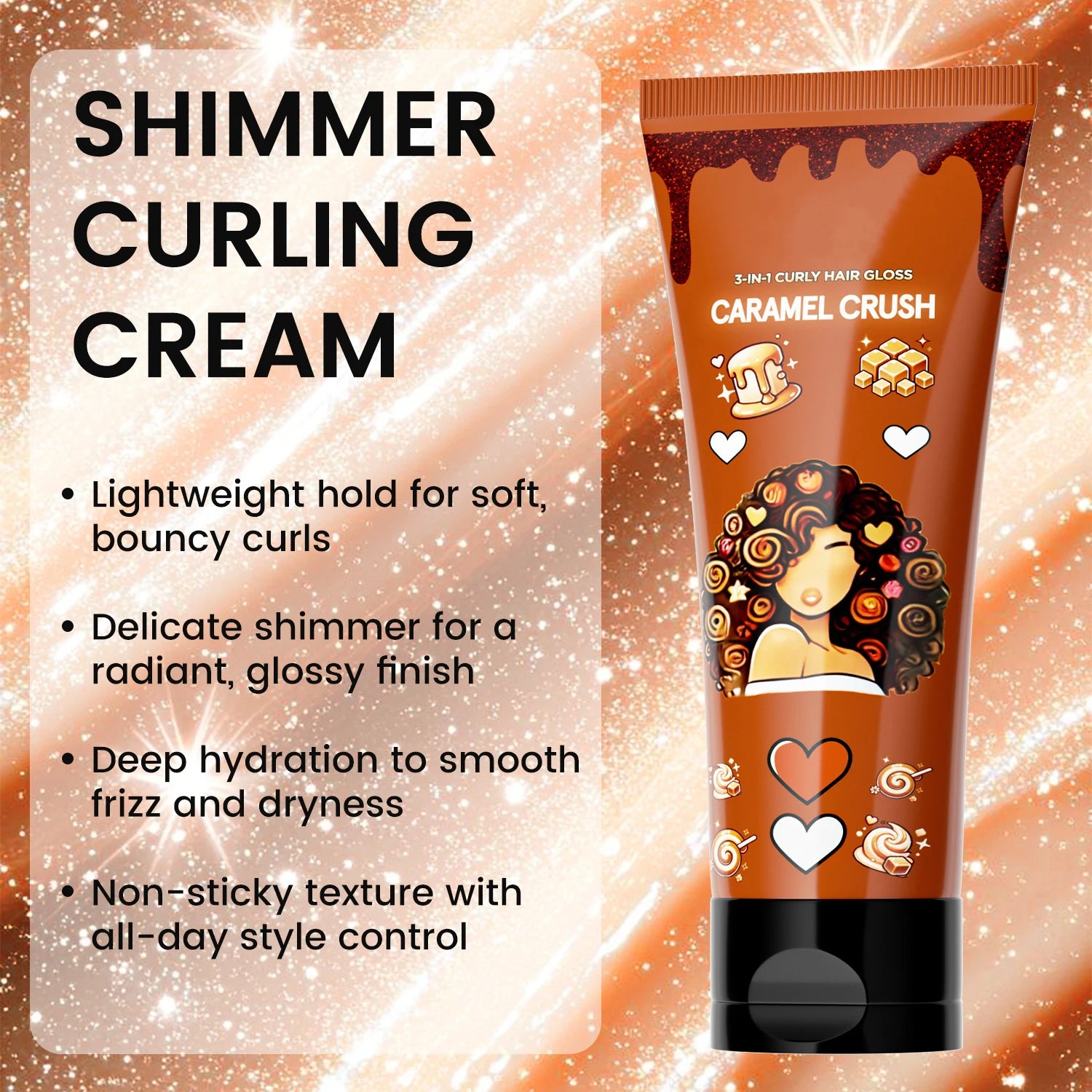 Free Shipping 3 in 1 Curl and Shine Cream Salon Curl Enhancer Lightweight Styling Moisturizer Natural Hydrating Hair
