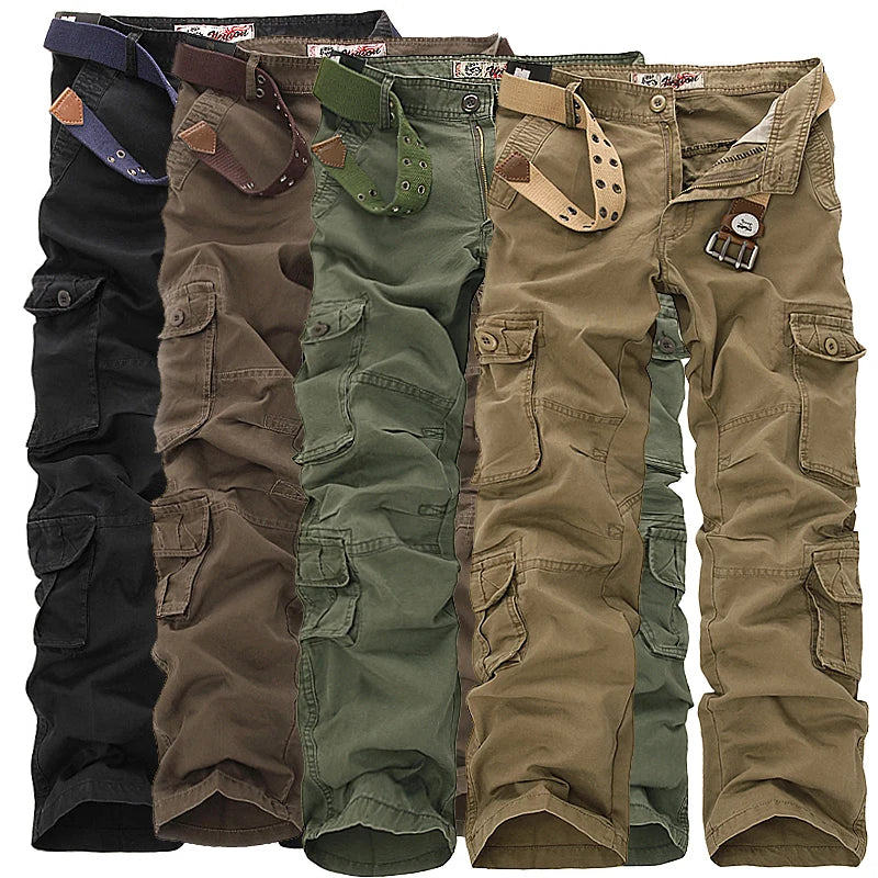 Fashion Cotton Cargo Pants Men Loose Casual Trousers Jogging Cargo Pants Men Solid Multi Pockets Breathable Trousers Plus Size