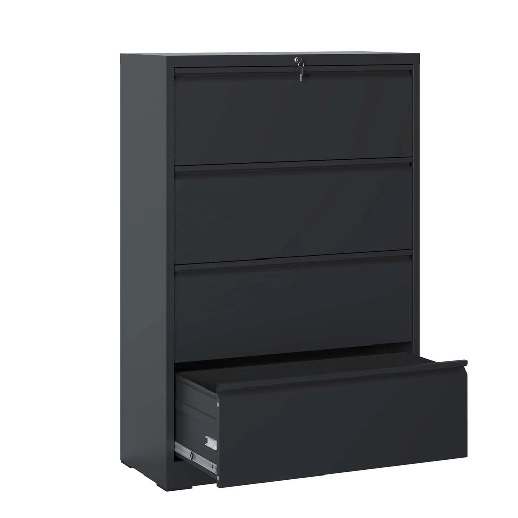 Modern 4-Drawer Metal Lateral File Cabinet with Lock Free Shipping for Home Office School Hotel Hospital Supermarket Application