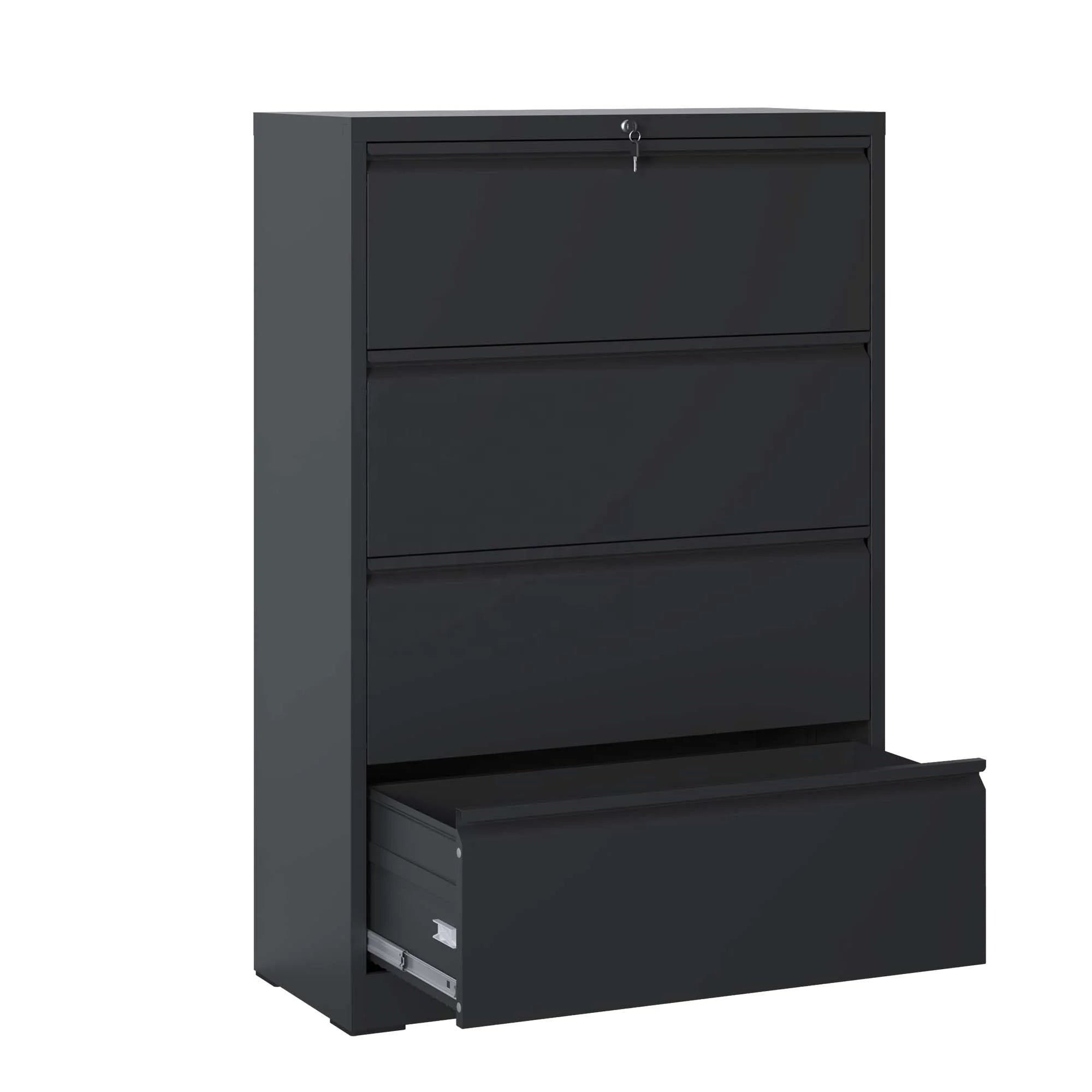 Modern 4-Drawer Metal Lateral File Cabinet with Lock Free Shipping for Home Office School Hotel Hospital Supermarket Application