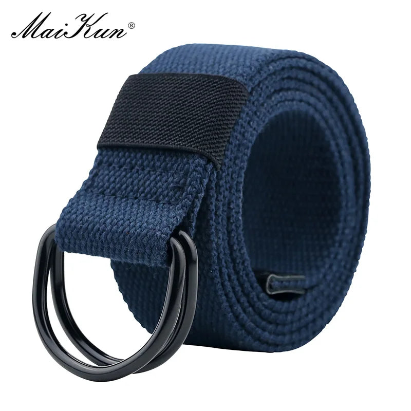 Maikun Tactical Canvas Men Belt High Quality Unisex Double D-Ring Buckle Waistband Casual Canvas Female Belt Fabric For Jeans