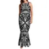 Undefined Polynesian Tribal Long Bodycon Sleeveless Mermaid Evening Dresses Tie Knotted Back Women's Fishtail Casual Dresses