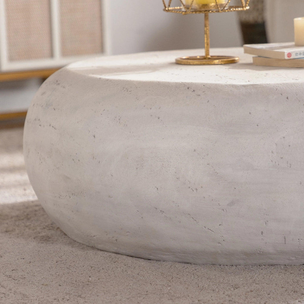 Outdoor New Modern Minimalist Rustic Living Room Coffee Table Italian Designer High-end Feel Round Wood Easy to Clean