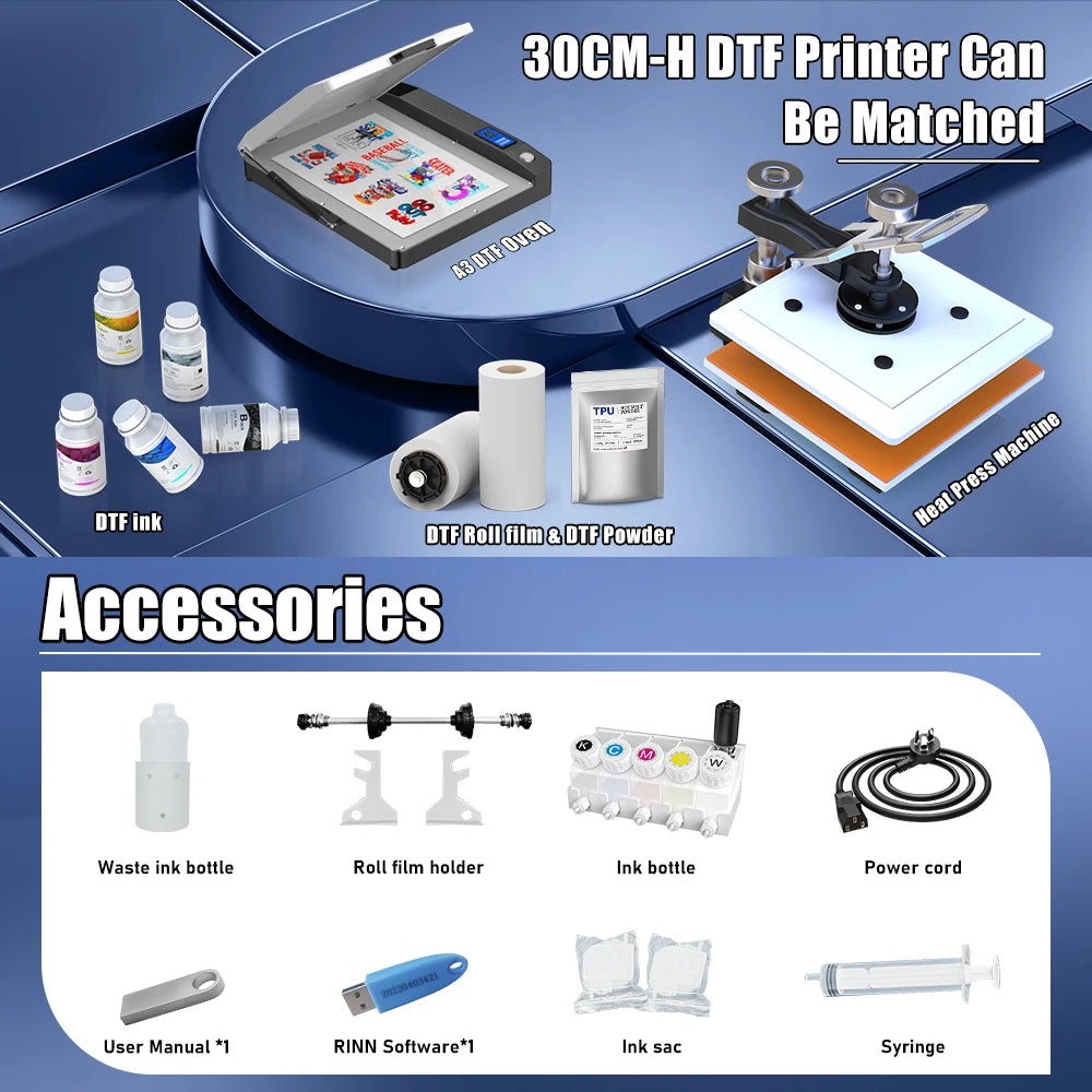 FREE SHIPPING US Warehouse 13" DTF Printer, Tariff Free, White Ink Circulation & Auto Cleaning, Fast USA Delivery
