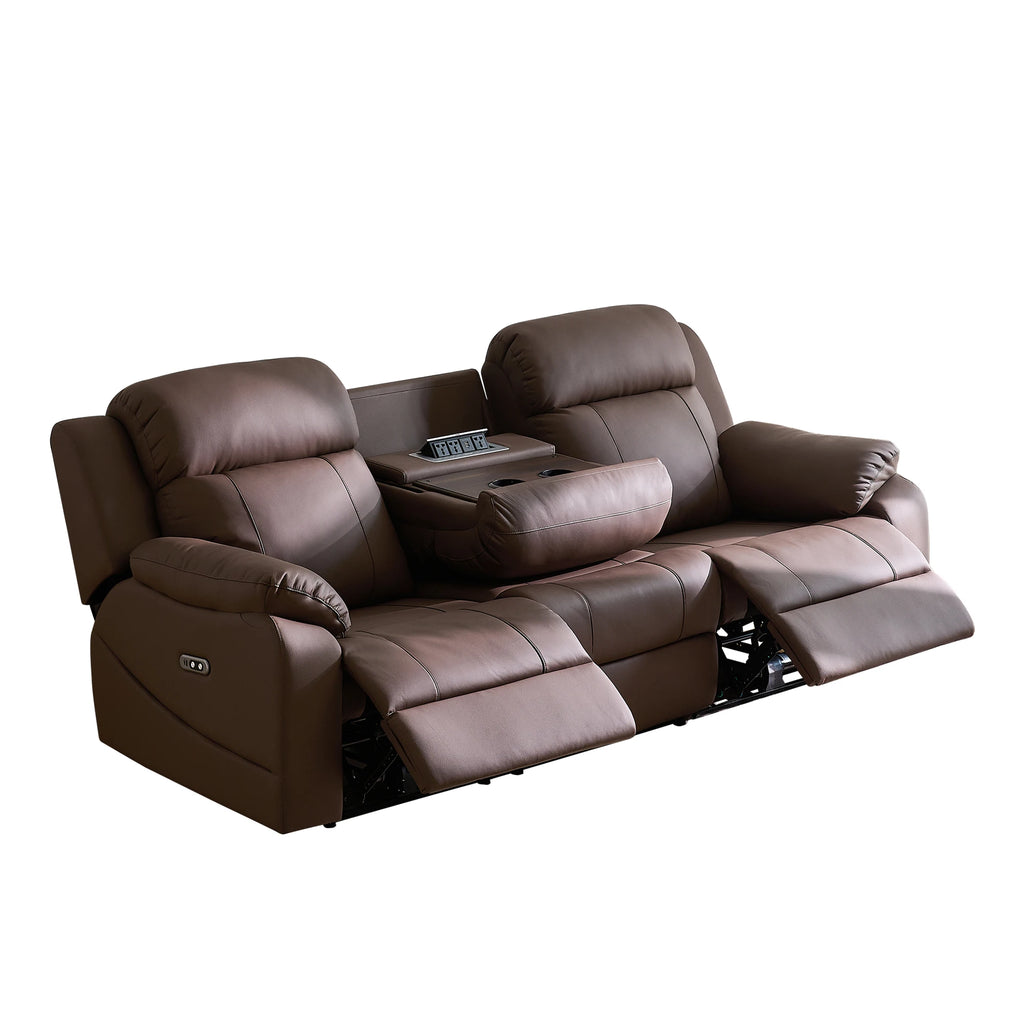 Free Shipping in Stock  Modern Living Room Furniture Leather Electric 3 Seater Recliner Sofa Set