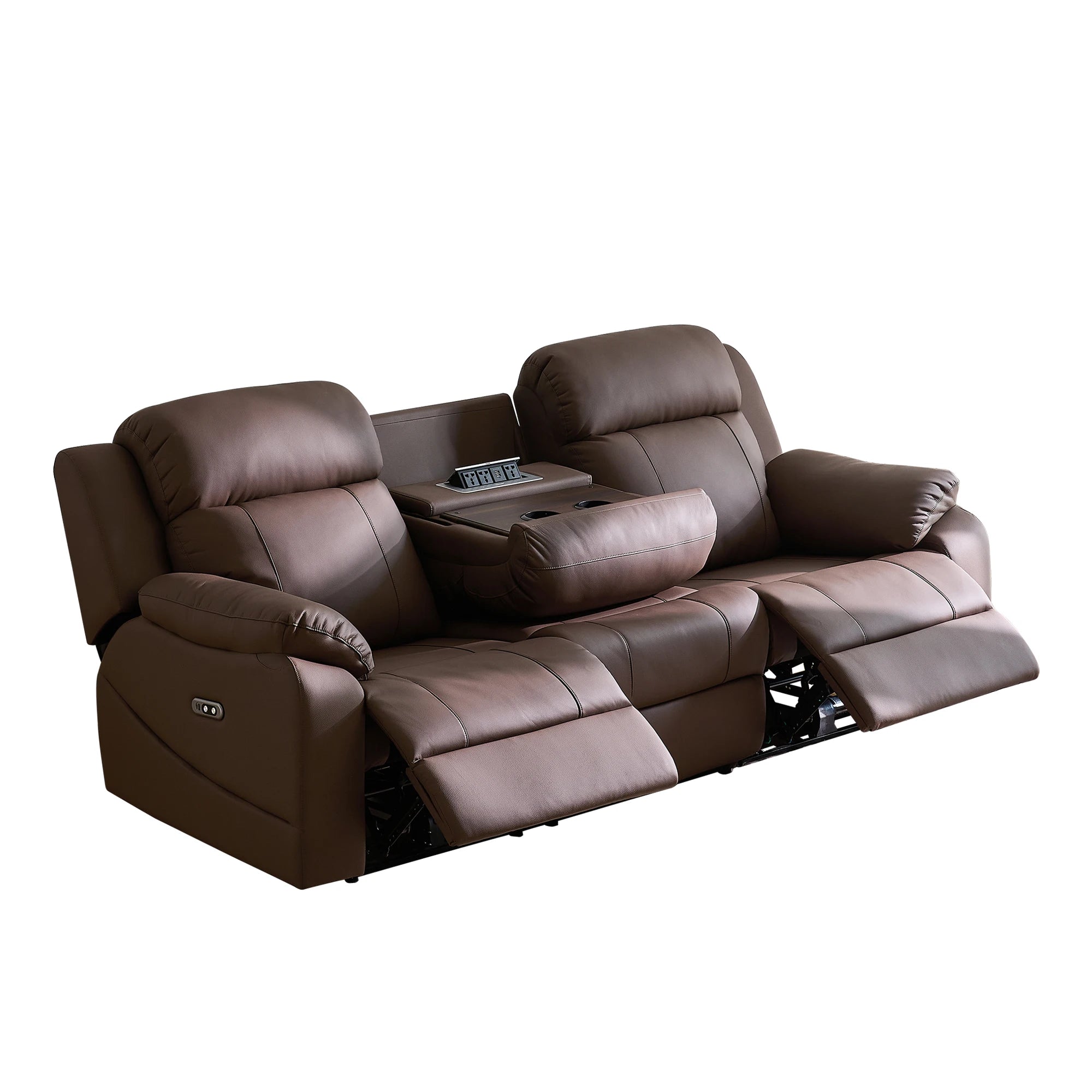 Free Shipping in Stock  Modern Living Room Furniture Leather Electric 3 Seater Recliner Sofa Set