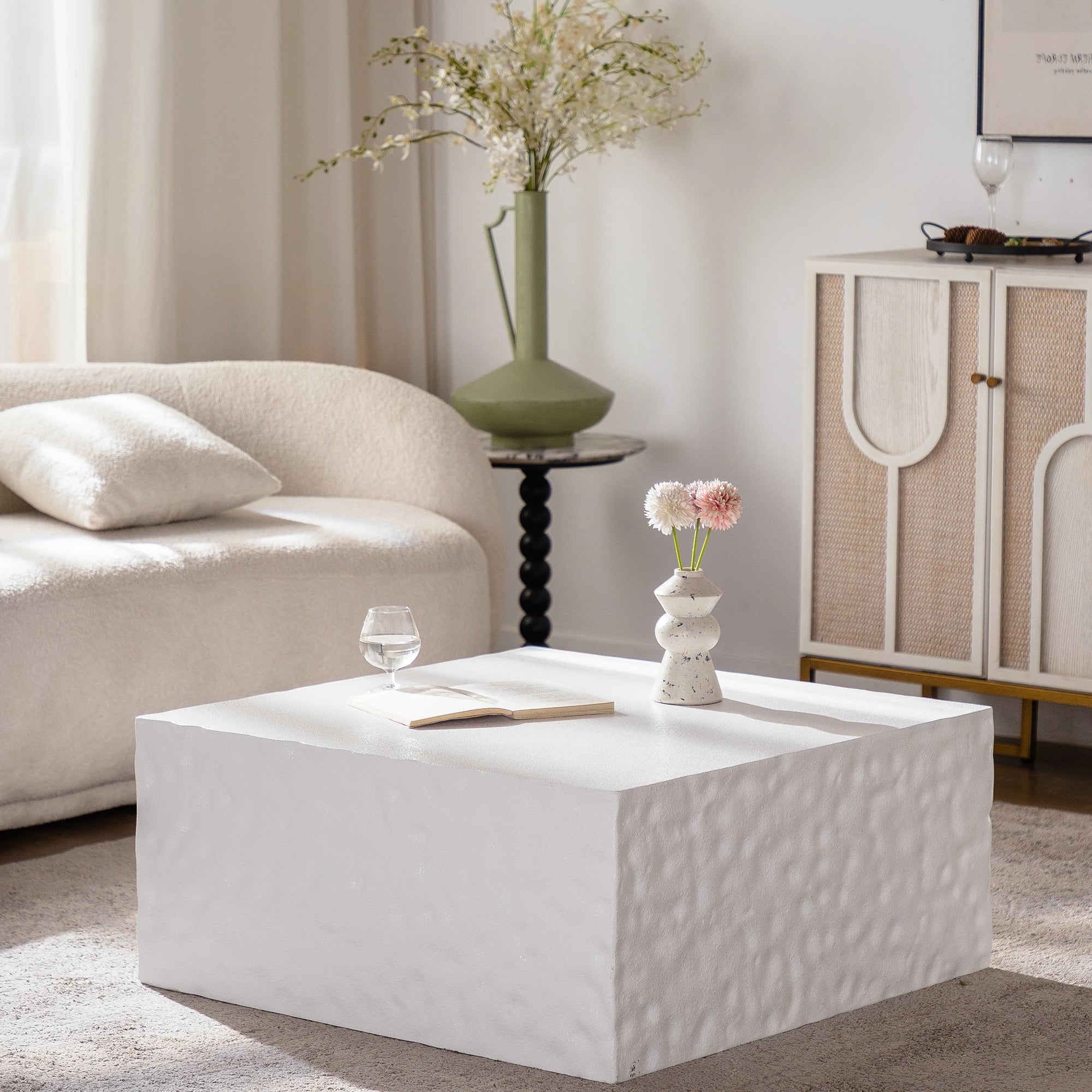 New Modern Farmhouse Rustic Living Room Coffee Table Italian Designer High-end Feel Square Side Table Easy to Clean Wood