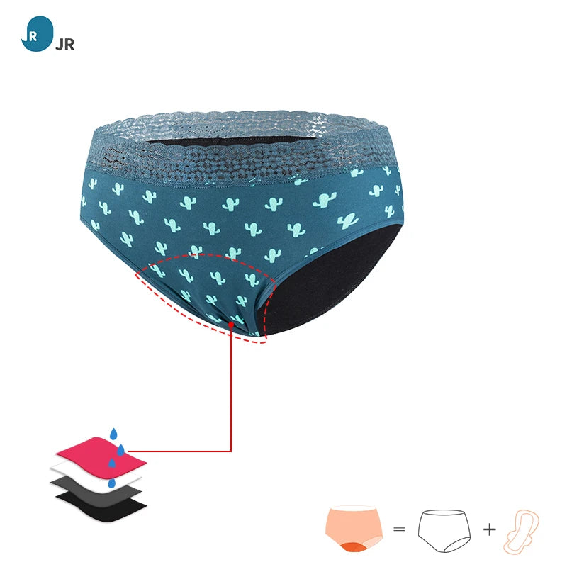 Custom 5 Layers Lace Hollow Out Postpartum Leakproof Waterproof Incontinence Absorbent Women Underwear Period Menstrual Panties