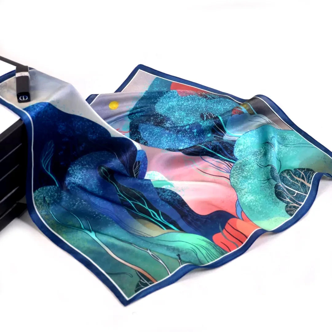 Suya Dream 100% REAL SILK Woman Silk Scarf 53x53cm Square Printed Scarves