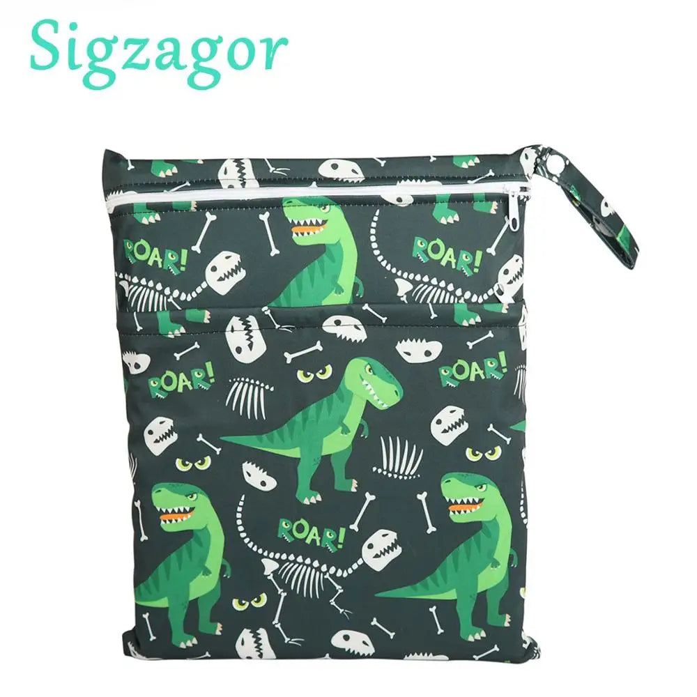 [Sigzagor]1 Wet Dry Bag Diaper Bag Nappy Bag Insert Two Zippered Baby Waterproof Reusable Skull Jack Skeleton 100 Designs