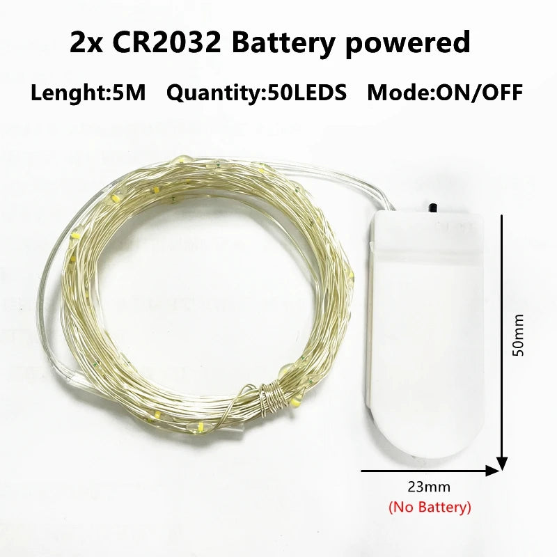 1-10M LED String Lights Copper Wire Fairy Lights Night Light For Christmas Garland Room Bedroom Indoor Wedding Decoration Lamp