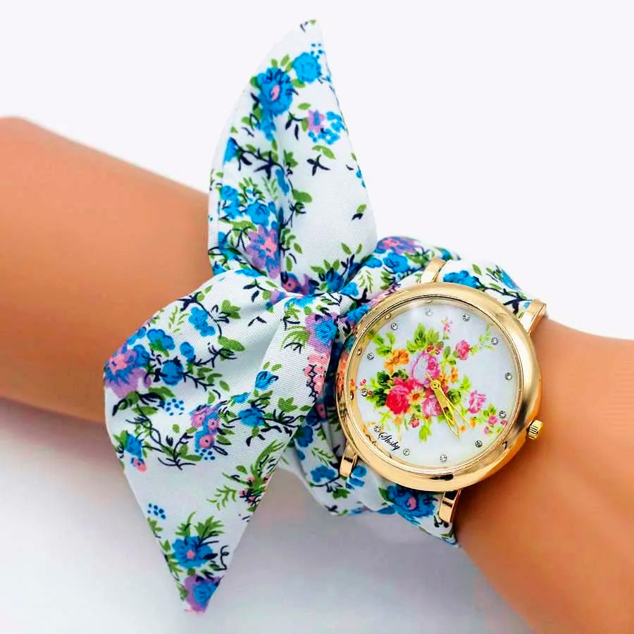 Shsby Brand Unique Ladies Flower Cloth Wristwatch Fashion Women Dress Watch High Quality Fabric Watch Sweet Girls Bracelet Watch