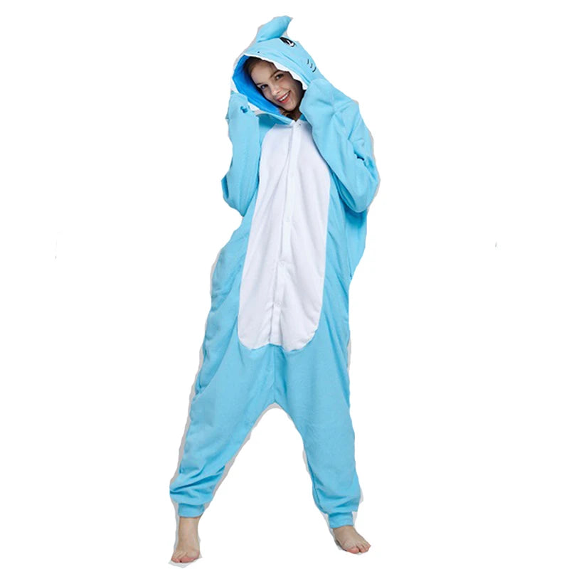 Blue Stitch Kigurumi Animal Adults Cat Bear Shark Onesies Pajama Raccoon  Costumes Dragon Jumpsuit Christmas