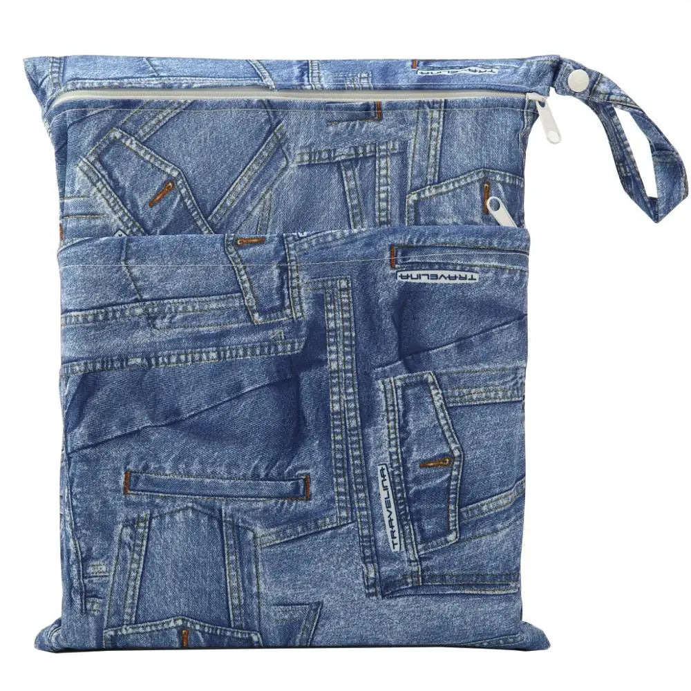 [Sigzagor]1 Wet Dry Bag Diaper Bag Nappy Bag Insert Two Zippered Baby Waterproof Reusable Skull Jack Skeleton 100 Designs