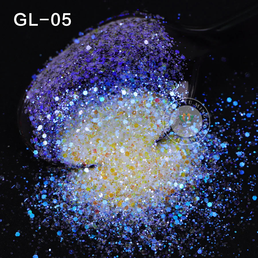 Bulk Iridescent White Pink Chunky White Opal Glitter Hexagon Shape 1kg Minimum Order for Tumbler Making Nails Resin Crafts