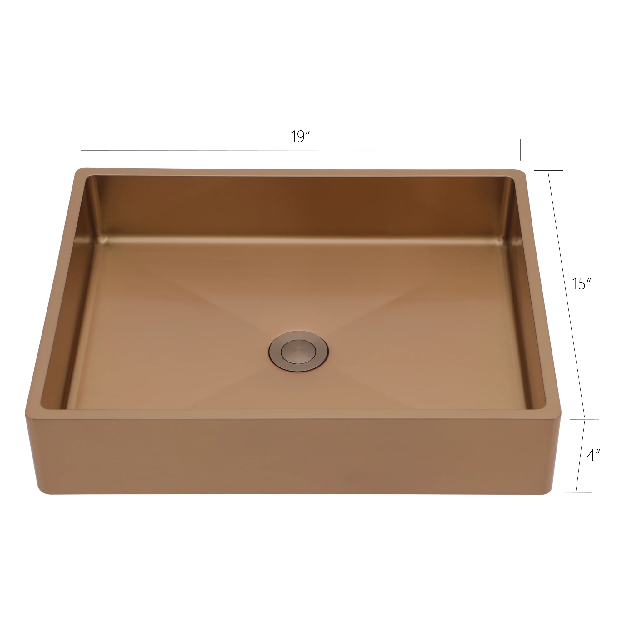 CUPC 19"X15" Rose Gold Stainless Steel Bathroom Basin  Sink with Sleek Pop-Up Drain Free Shipping From US Warehouse