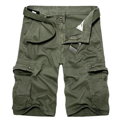 Mens Military Cargo Shorts Summer army green Cotton Shorts men Loose Multi-Pocket Shorts Homme Casual Bermuda Trousers 40