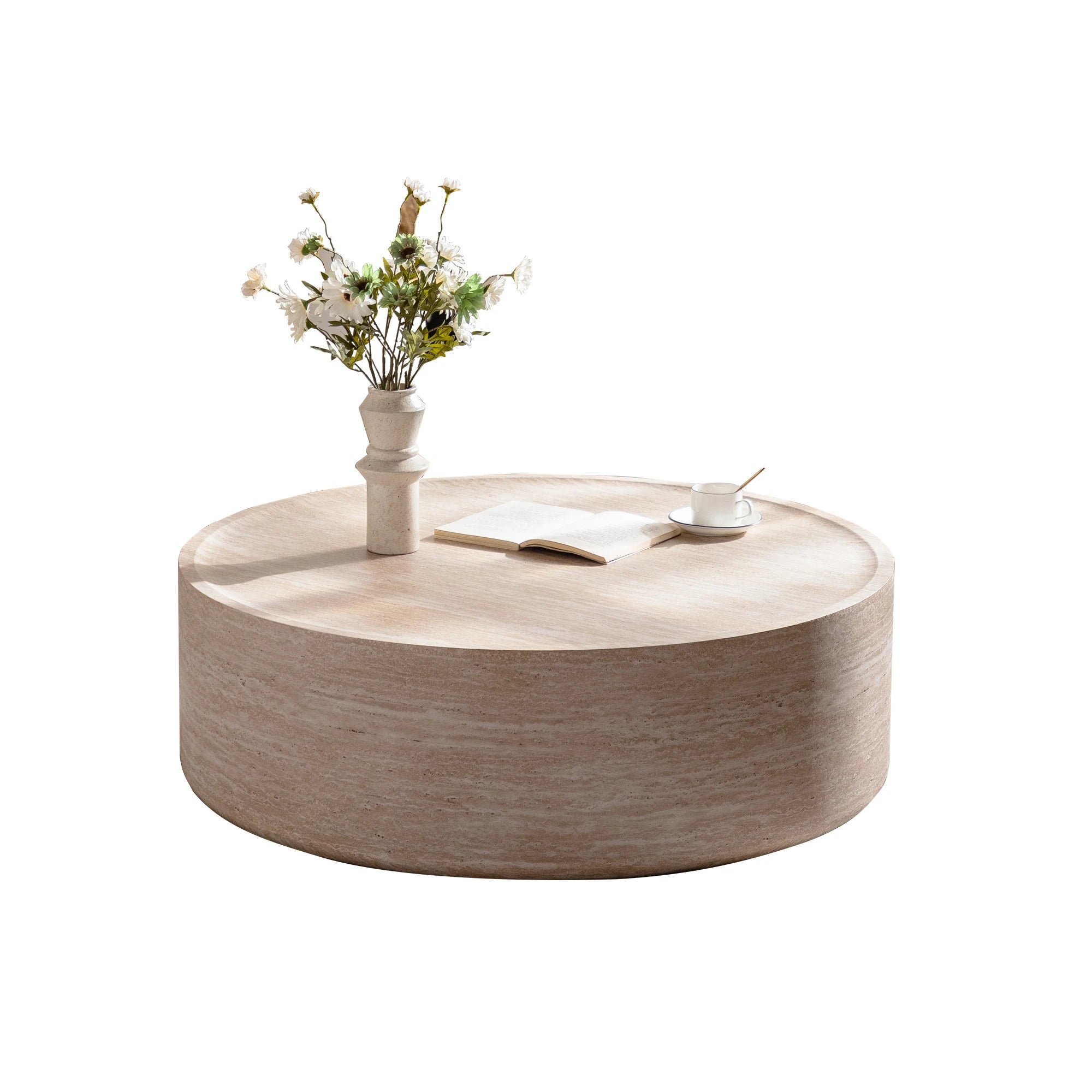 New Italian Minimalist Modern Design Small Apartment Wood Round Coffee Table for Living Room Home Furniture Easy to Clean