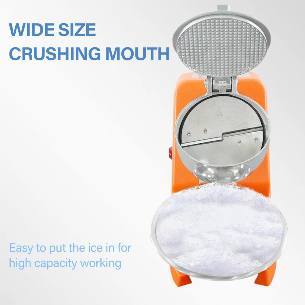 HD108 Shaved Ice Machine Snow Cone Machine Ice Crusher with Stainless Steel Blade Kitchen Electric for Shaved Ice and Snow Cone