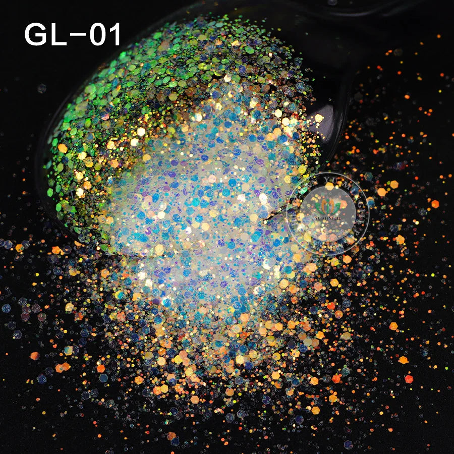 Bulk Iridescent White Pink Chunky White Opal Glitter Hexagon Shape 1kg Minimum Order for Tumbler Making Nails Resin Crafts