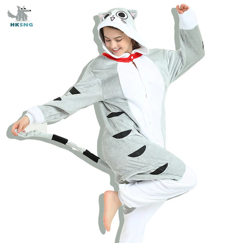 Blue Stitch Kigurumi Animal Adults Cat Bear Shark Onesies Pajama Raccoon  Costumes Dragon Jumpsuit Christmas