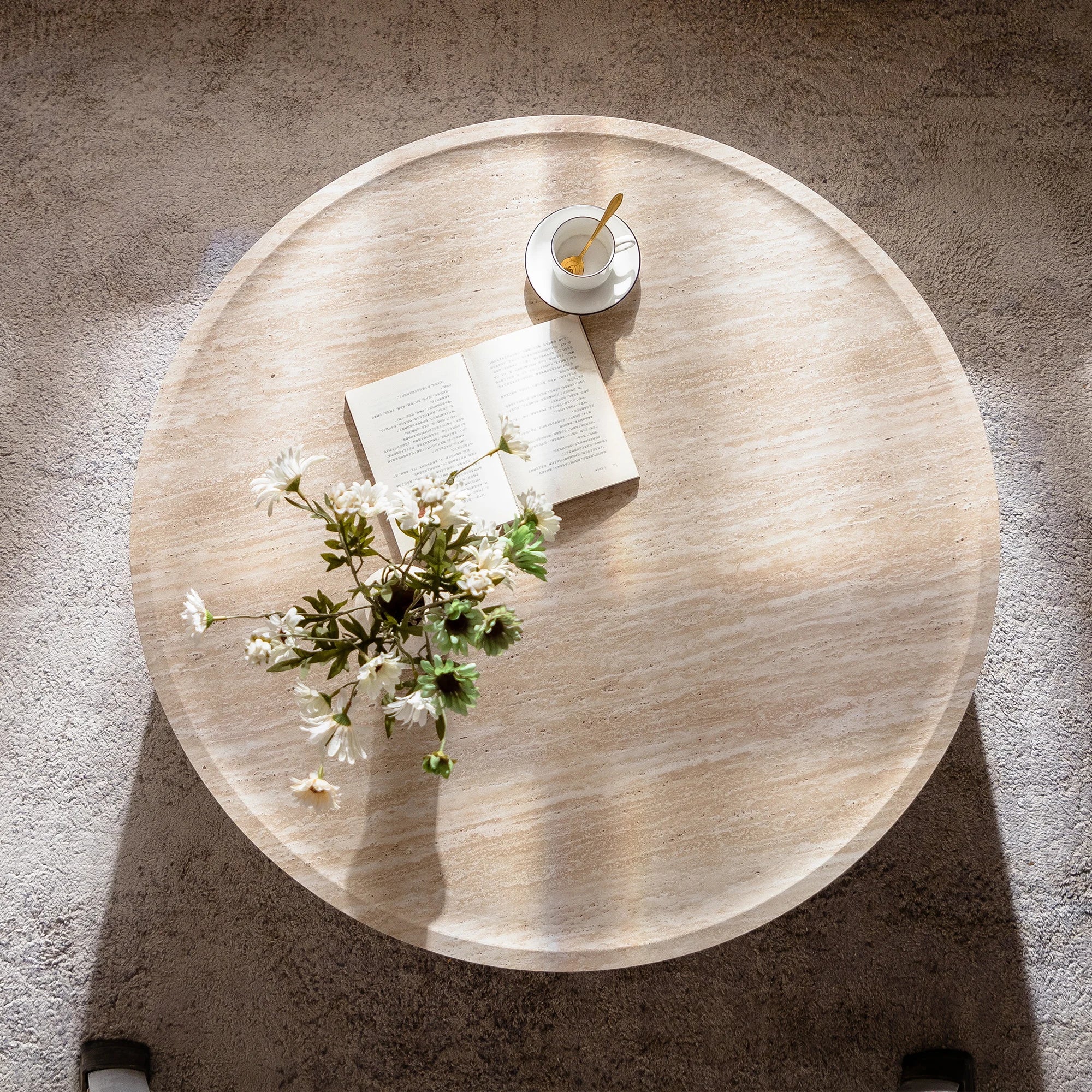 New Italian Minimalist Modern Design Small Apartment Wood Round Coffee Table for Living Room Home Furniture Easy to Clean