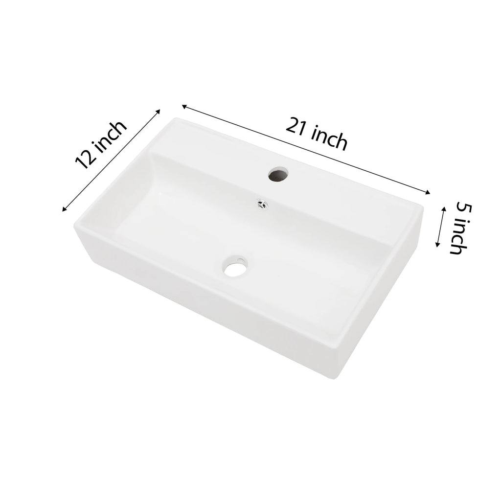 USA Stock Free Shipping White Ceramic Wash Basin 21 Inch Wall Hung Art Basin Modern Bathroom Sinks Wall Mount Hand Washing Bowl