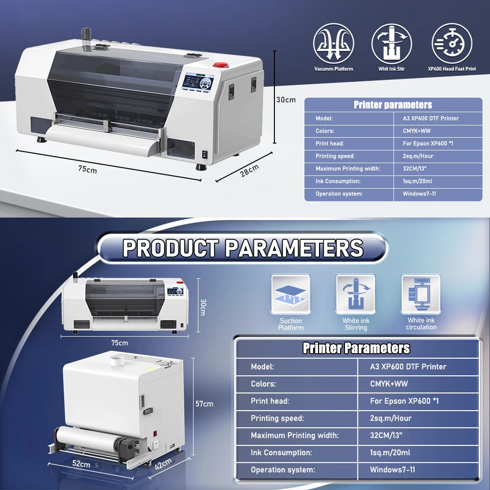 FREE SHIPPING US Warehouse 13" DTF Printer, Tariff Free, White Ink Circulation & Auto Cleaning, Fast USA Delivery