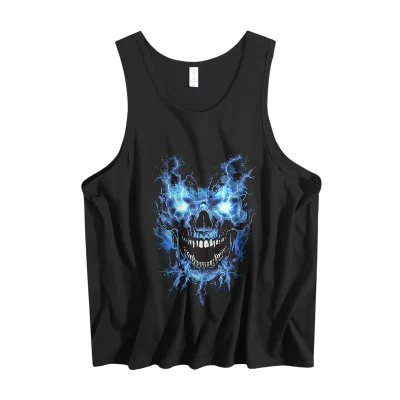 Made in USA Free Shipping MOQ=1 Men's Essential Regular-Fit Vest - 2D Custom Print Sleeveless Top 100%cotton Casual Short Sleeve