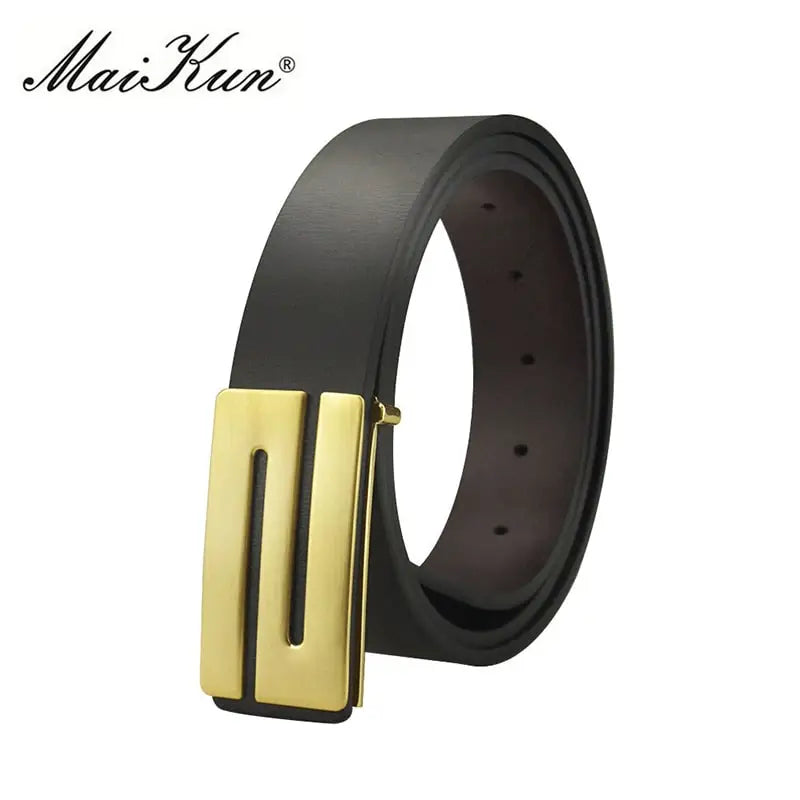 Maikun Belts for Men High Quality Smooth Buckle Synthetic Leather Male Belt Fashionable Men Belt for Jeans