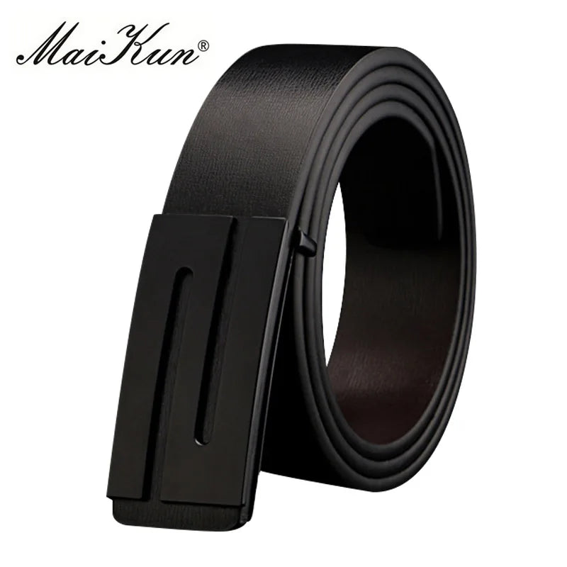 Maikun Belts for Men High Quality Smooth Buckle Synthetic Leather Male Belt Fashionable Men Belt for Jeans
