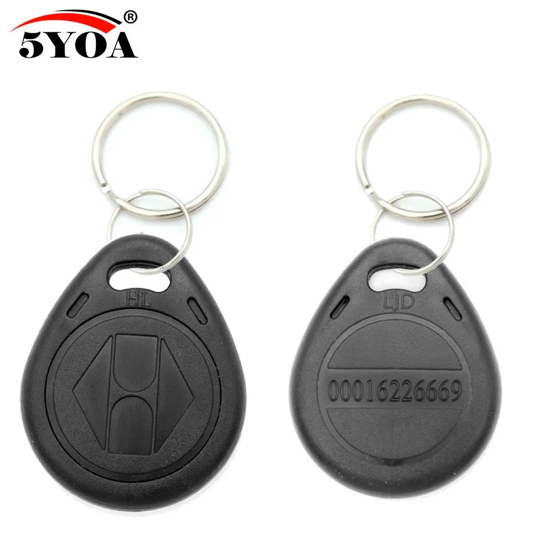 100pcs/lot RFID Keychain Card Tag Key 125khz ID Keyfob TK4100 EM4100 Access Control Time Attendance Fob Token Ring