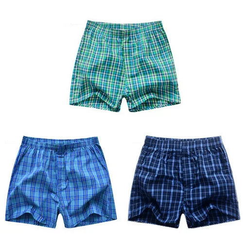 Mens Underwear Boxers Shorts Casual Cotton Sleep Underpants Packag High Quality Plaid Loose Comfortable Homewear Striped Panties