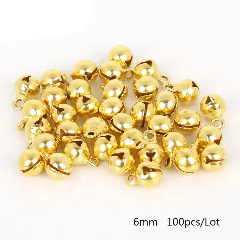 20-100Pcs 6mm/8mm/10mm/12mm/14mm Gold Copper Loose Beads Small Jingle Bells Merry Xmas Christmas Tree Decoration Ornament Home