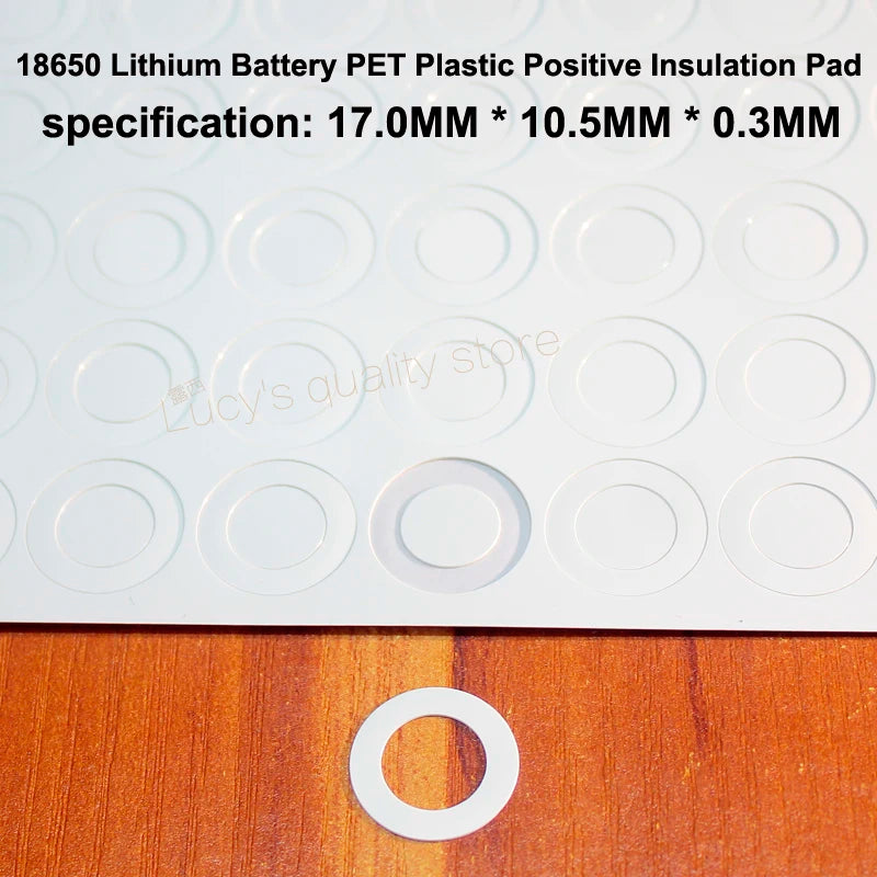 100pcs/lot 18650 Lithium Battery Positive Hollow Flat Insulation Pad Original Gasket Battery Accessories17*10.5*0.3MM