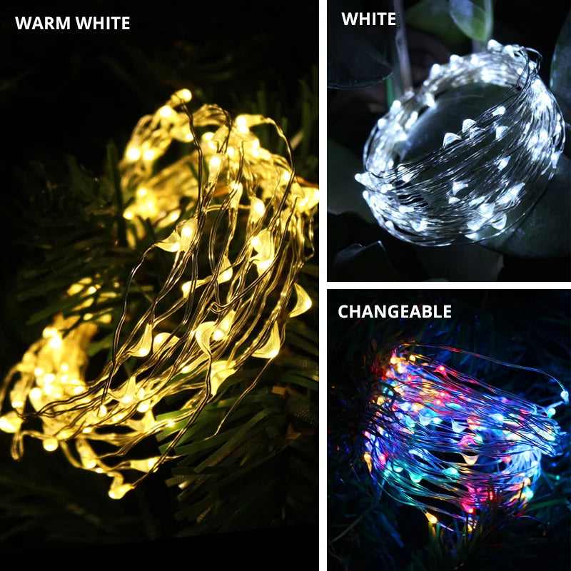 Outdoor Solar Lights Waterproof Garden Decor Solar Powered Garland Christmas Wedding Party led Lights Street Lamp 12/22/32/42 M
