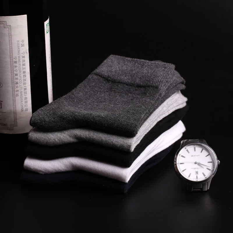 High Quality New Arrival Brand 5Pairs/lot Men Socks Cotton & Bamboo Fiber Classic Business Men's Socks Deodorant Dress Socks