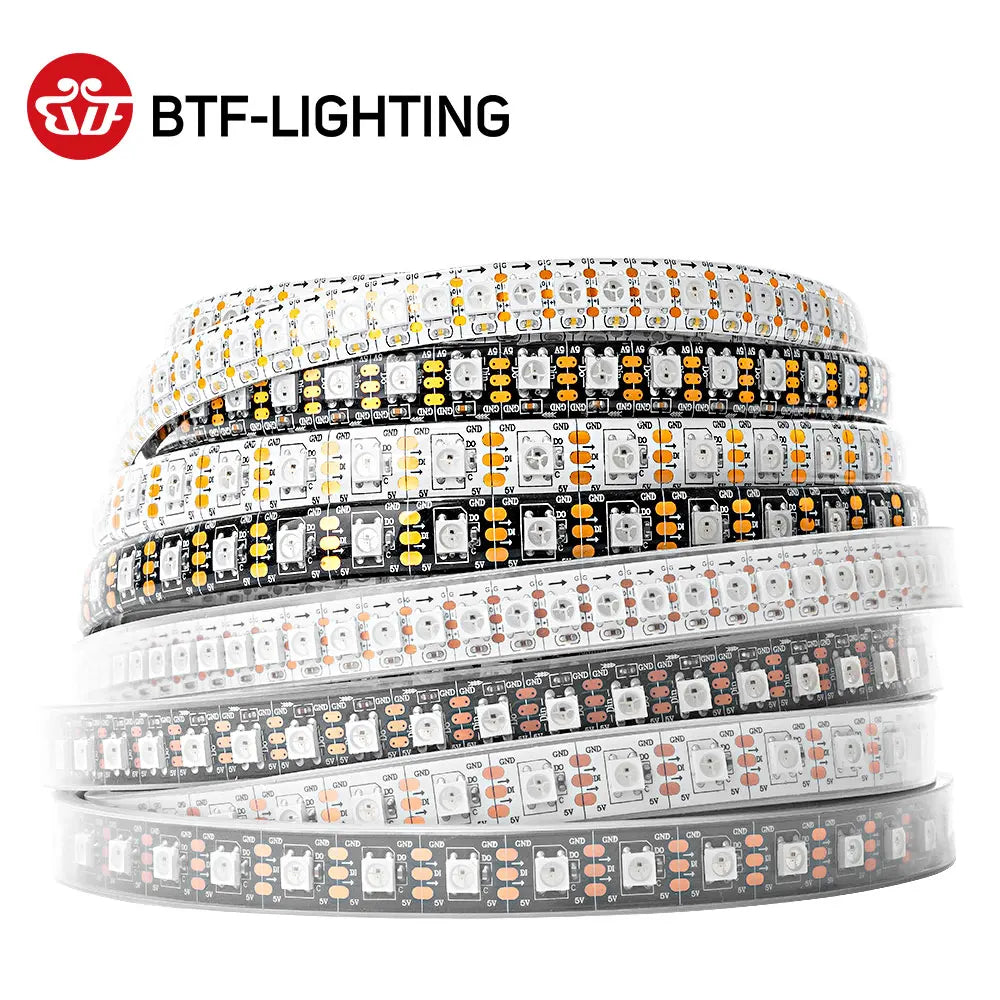 WS2812B RGB IC LED Strip Light 1m 2m 4m 5m Addressable Individually WS2812 30 60 100 144 LEDs Magic Black White PCB DC5V IP30