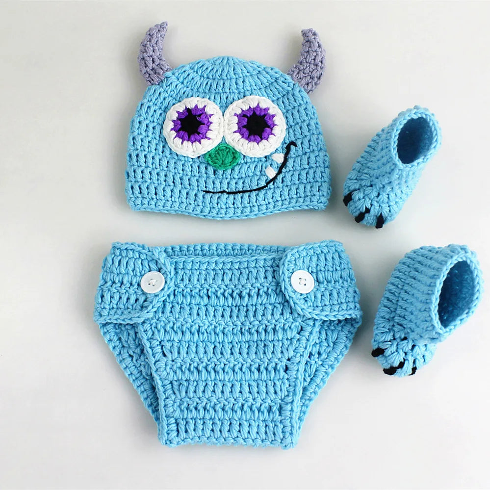 New Arrival Baby  Newborn Photography Costumes Clothing Sets Cartoon Character Devil Bebe Knitted Clothes Outfits 3pcs
