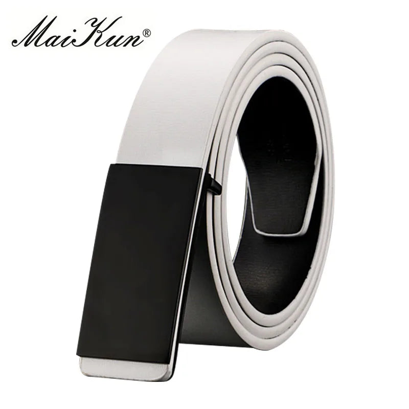 Maikun Belts for Men High Quality Smooth Buckle Synthetic Leather Male Belt Fashionable Men Belt for Jeans