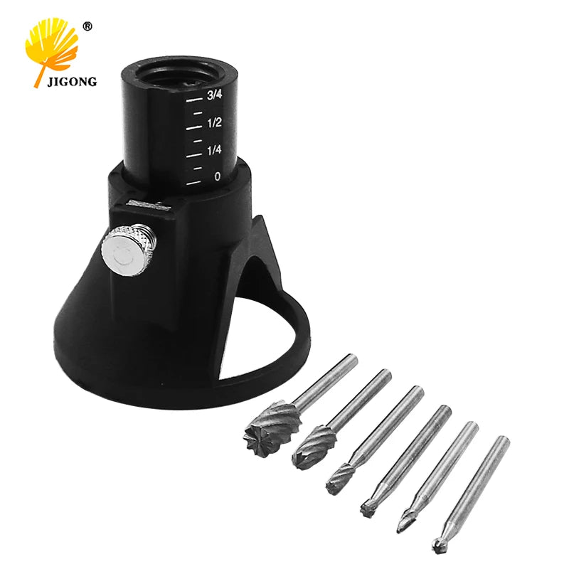 High Quality DREMEL MultiPro Drill's Special seat Dedicated Locator Horn Fixed Base 6pcs HSS Wood Milling Burrs Cutter Set