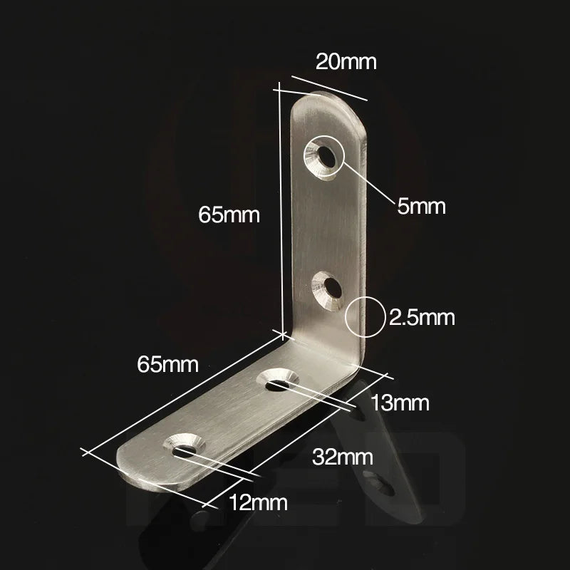 KAK 10PCS Stainless Steel Angle Corner Brackets Fasteners Protector Seven Size Corner Stand Supporting Furniture Hardware