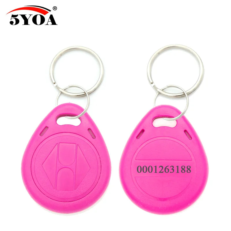 100pcs/lot RFID Keychain Card Tag Key 125khz ID Keyfob TK4100 EM4100 Access Control Time Attendance Fob Token Ring