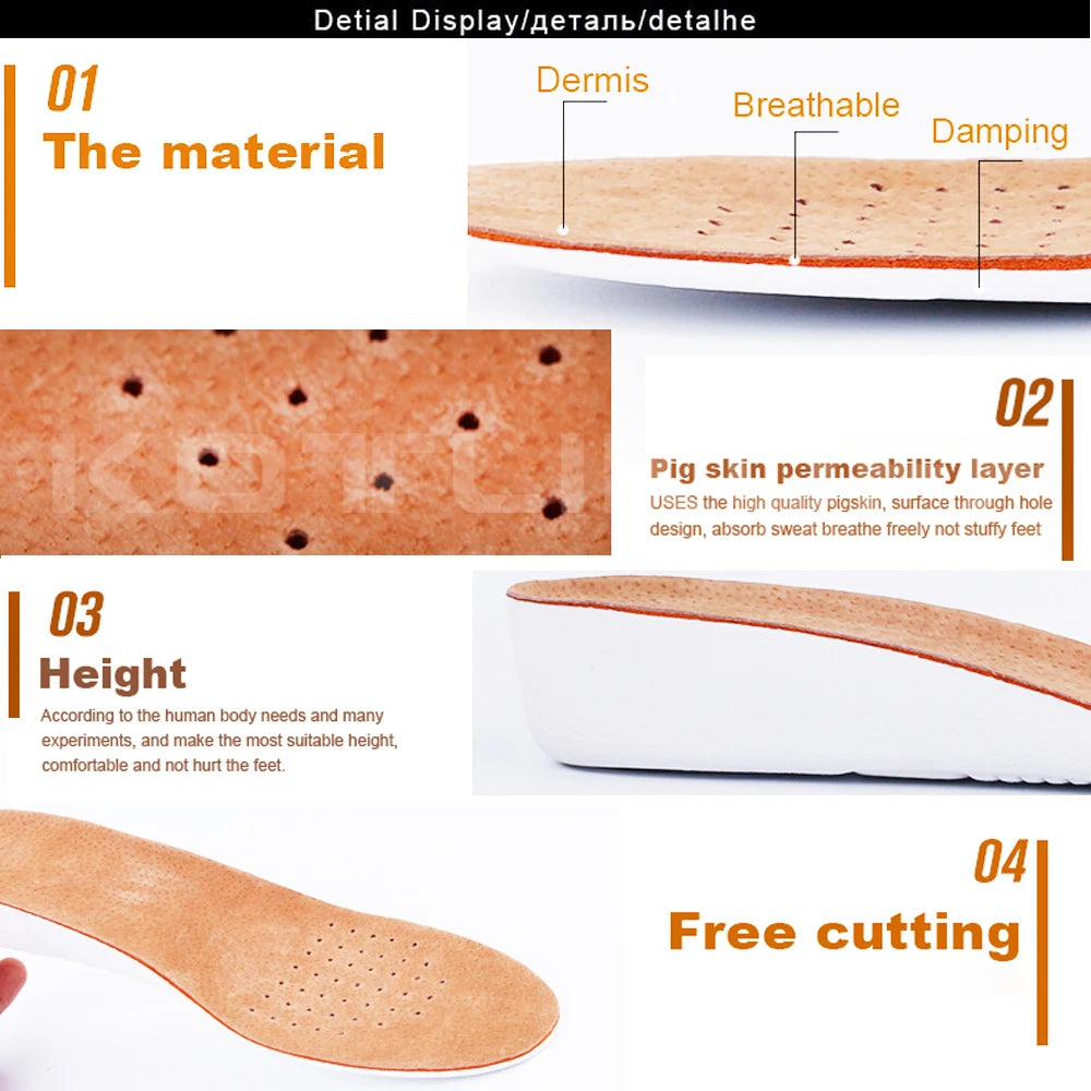 KOTLIKOFF Height Increase Insoles For Growth 1.5/2.5/3.5cm Invisible Height Lift Insole Inner Shoes Sole Heel Heightening Insert